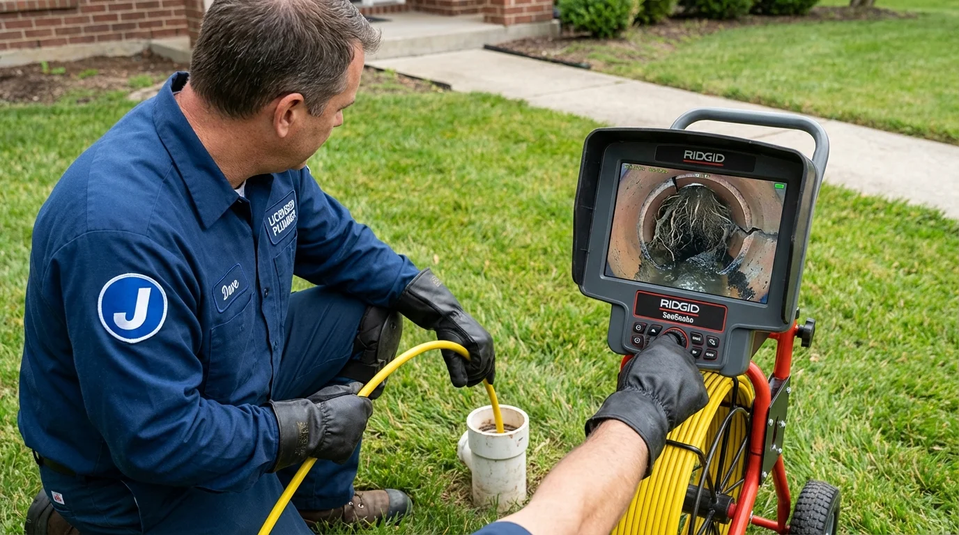 Sewer camera inspection being performed by Johns Plumbing LLC in Loudon