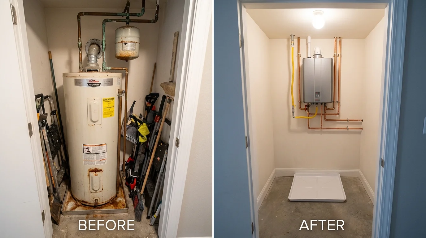 Tank water heater versus wall-mounted tankless unit comparison for Loudon, TN homeowners